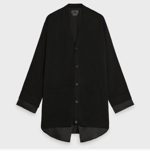 Zara X Steven Meisel Mixed Knit Cardigan Black Oversized Sz Small 100% Silk - Picture 13 of 16